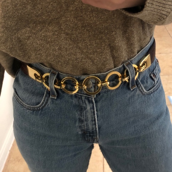 Accessories - Real Leather Belt with Gold Details